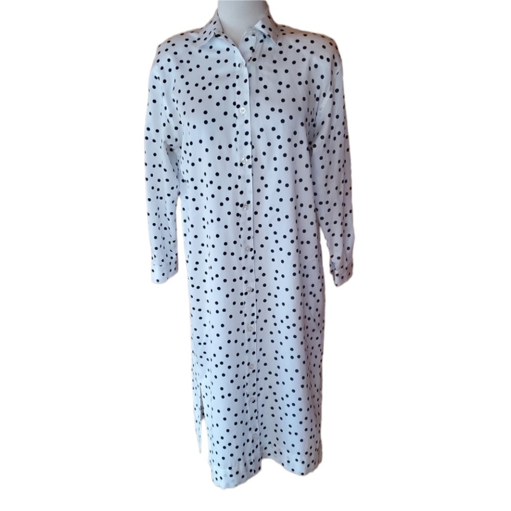 1980s Serbin Sport White &‎ Black Polka Dot Dress